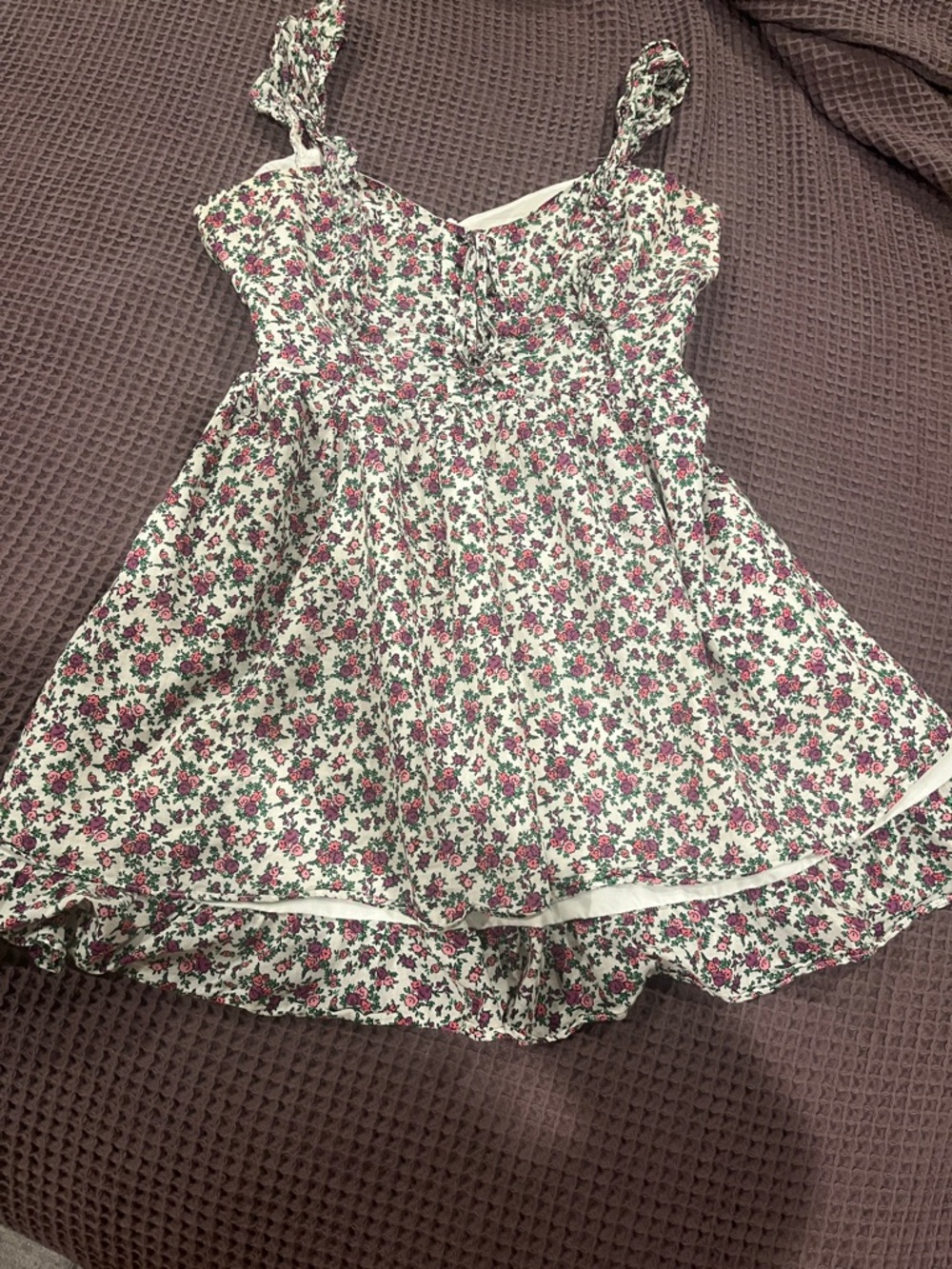 Betsey Johnson Floral Summer Milkmaid Sundress with Pink Rose Print
